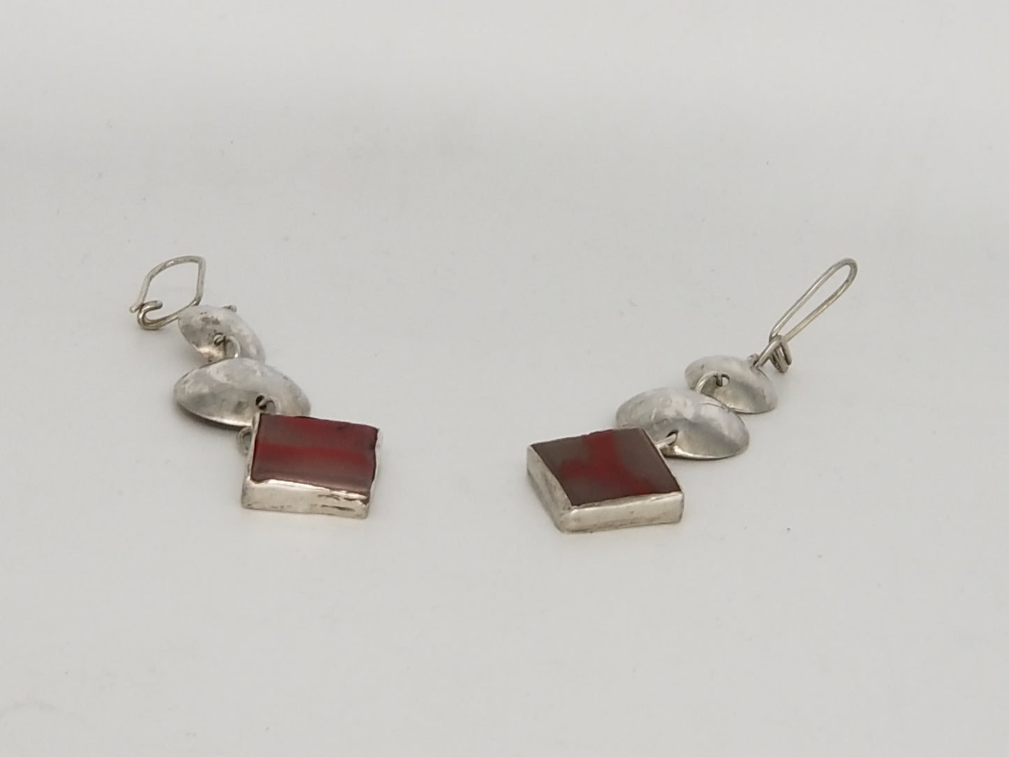 Milky Red Jade Set in Sterling