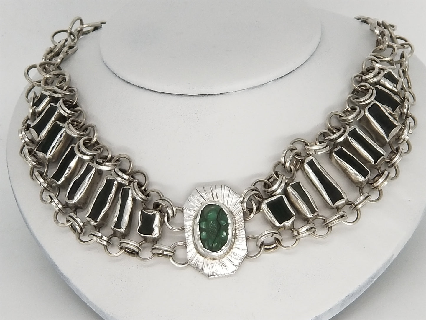 Jade Choker in Sterling