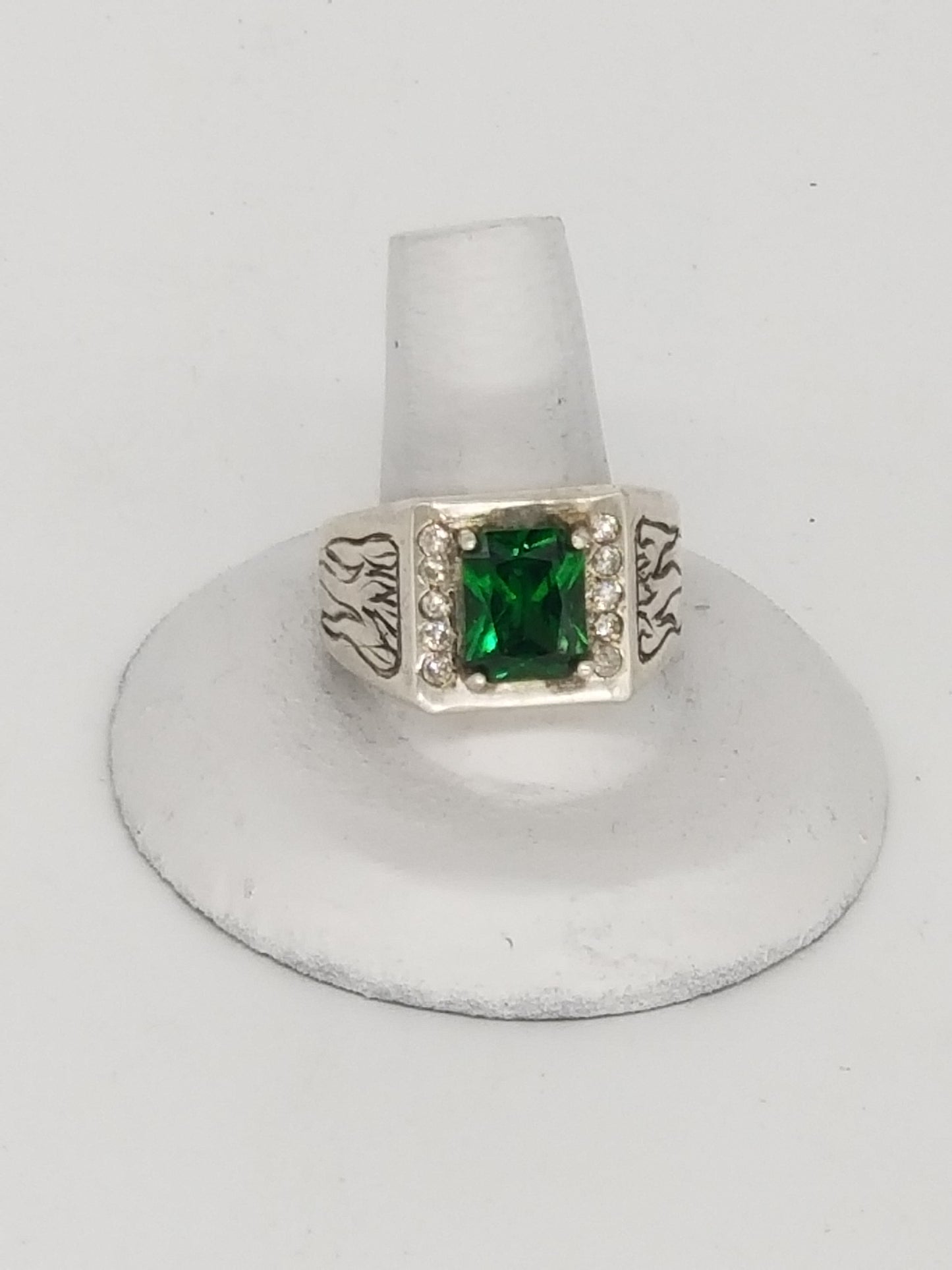 Emerald And Diamonds in Sterling