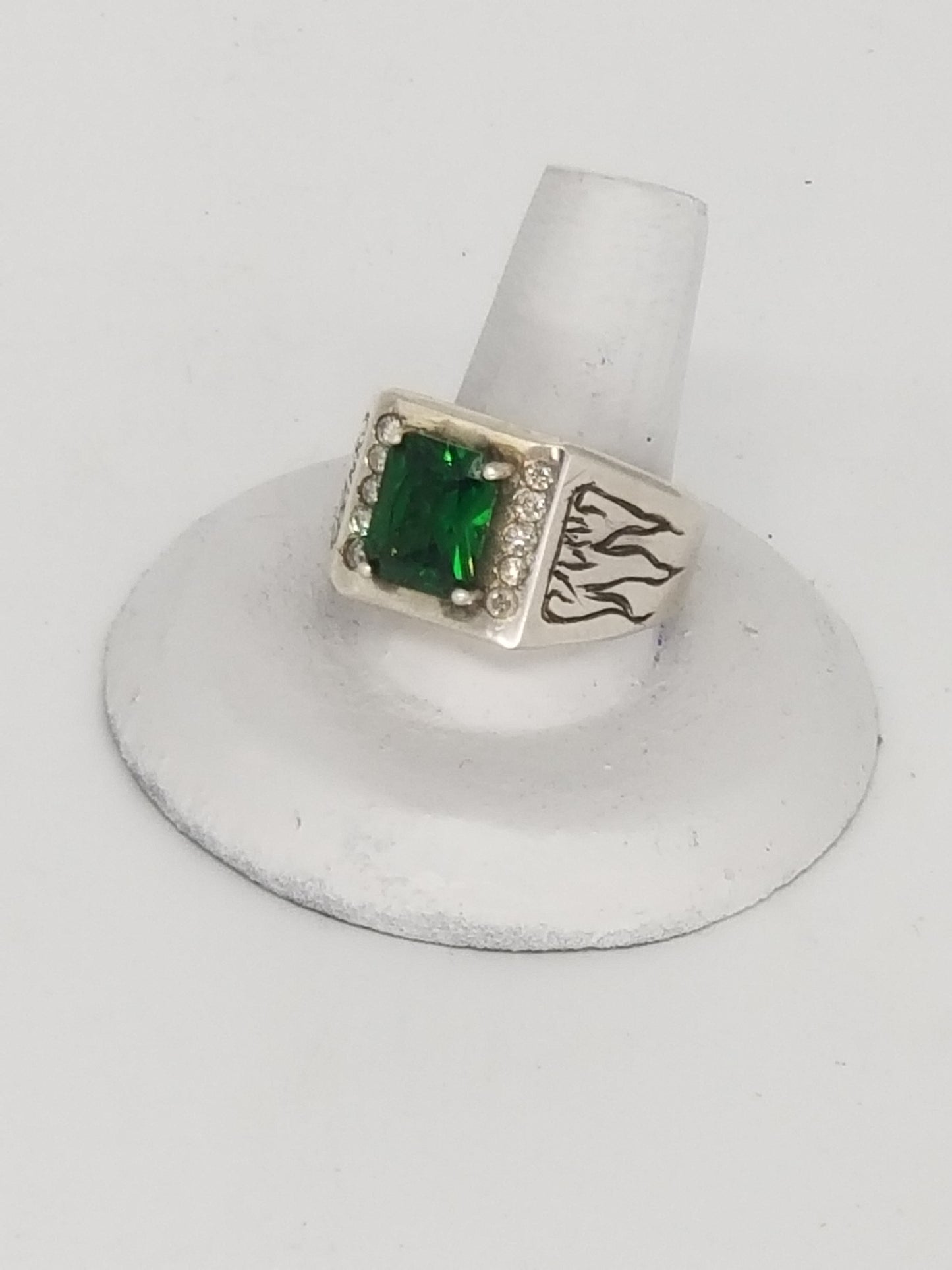 Emerald And Diamonds in Sterling
