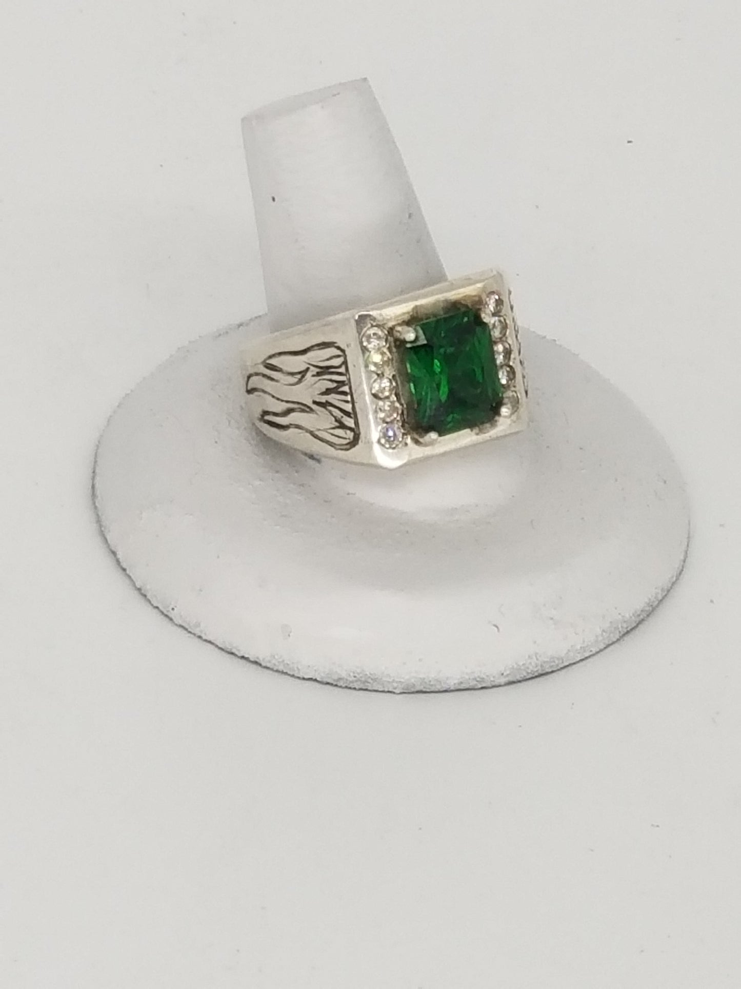 Emerald And Diamonds in Sterling
