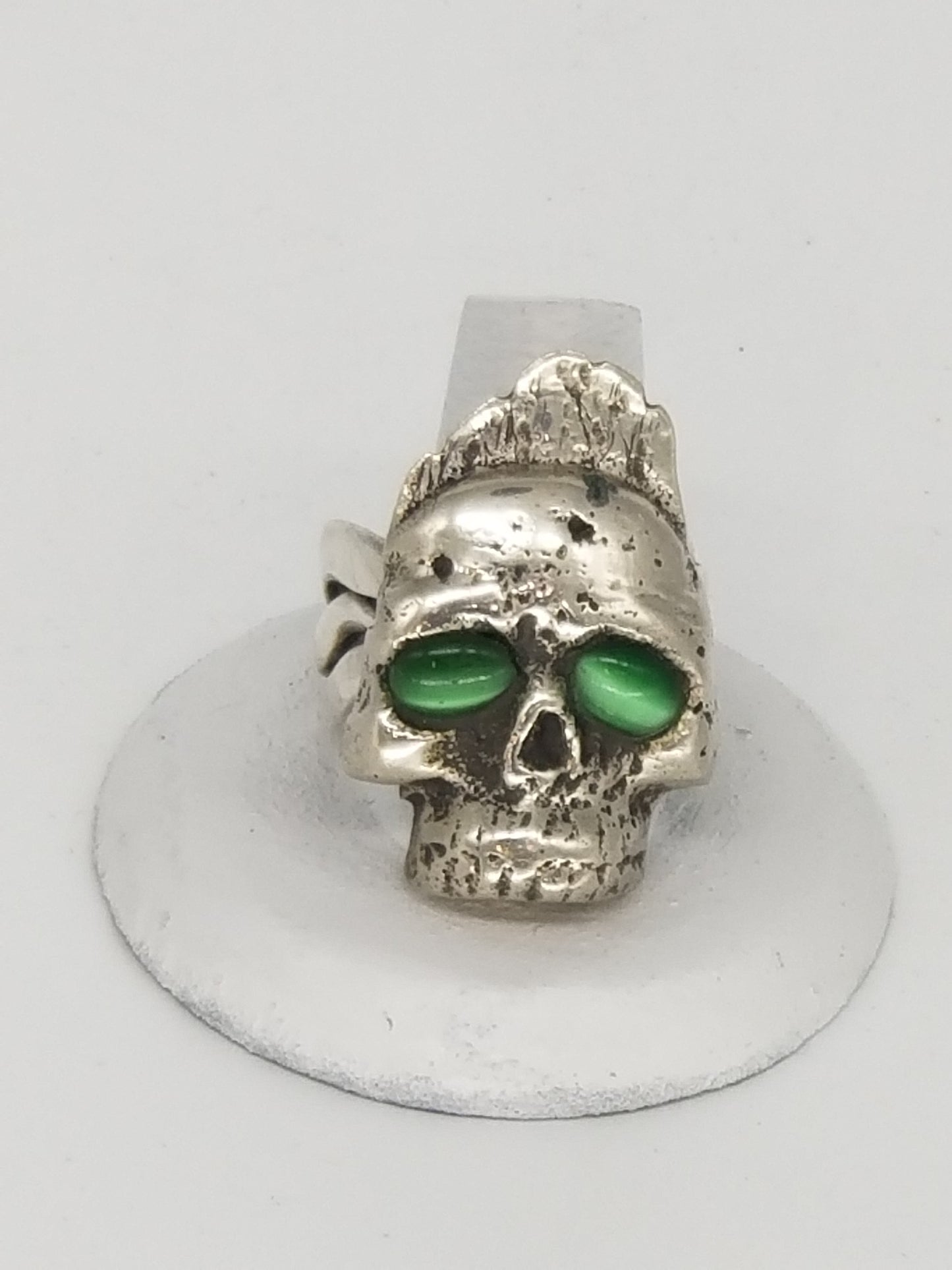 Green Tigers Eye Flaming Skull