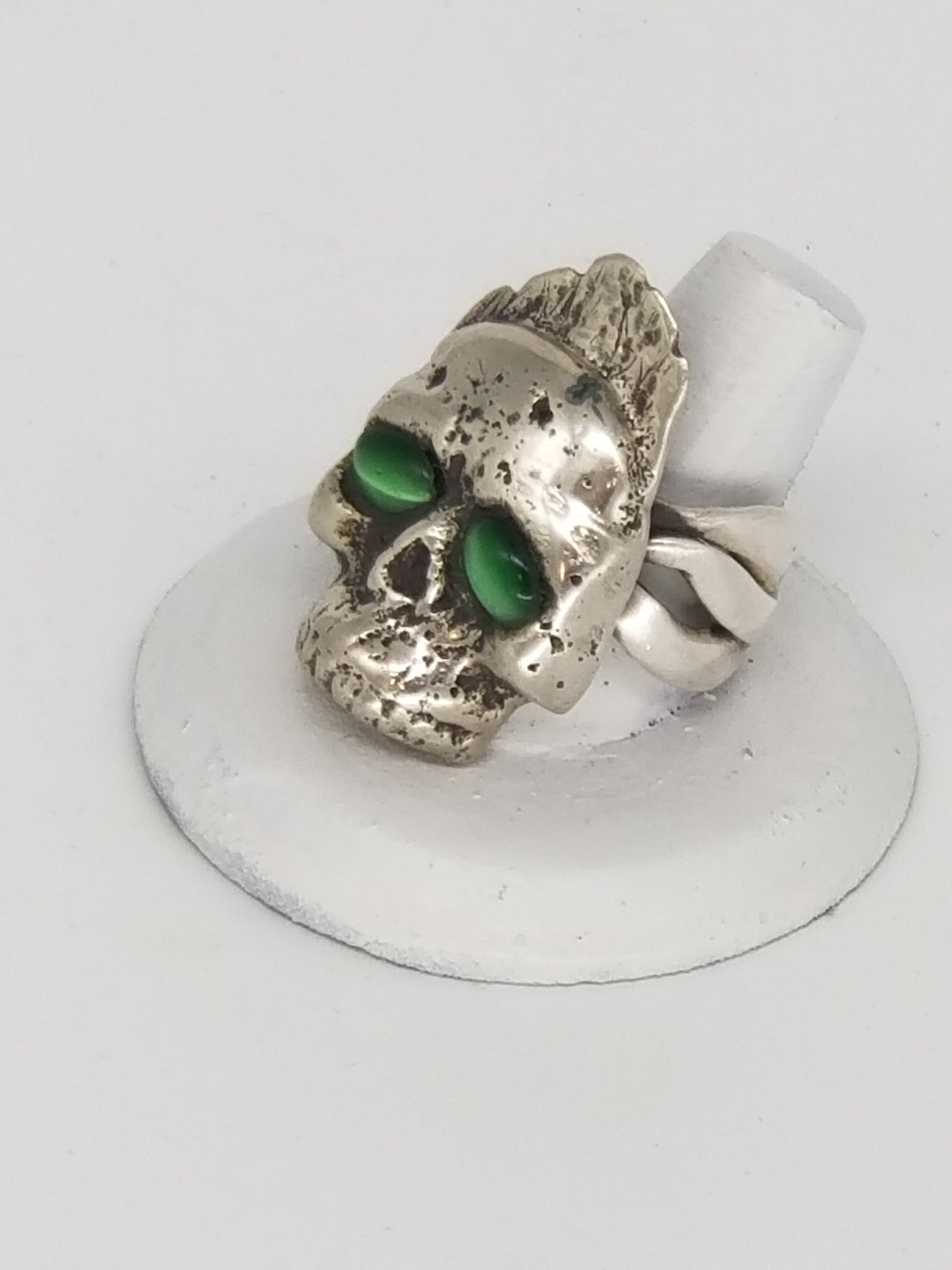 Green Tigers Eye Flaming Skull