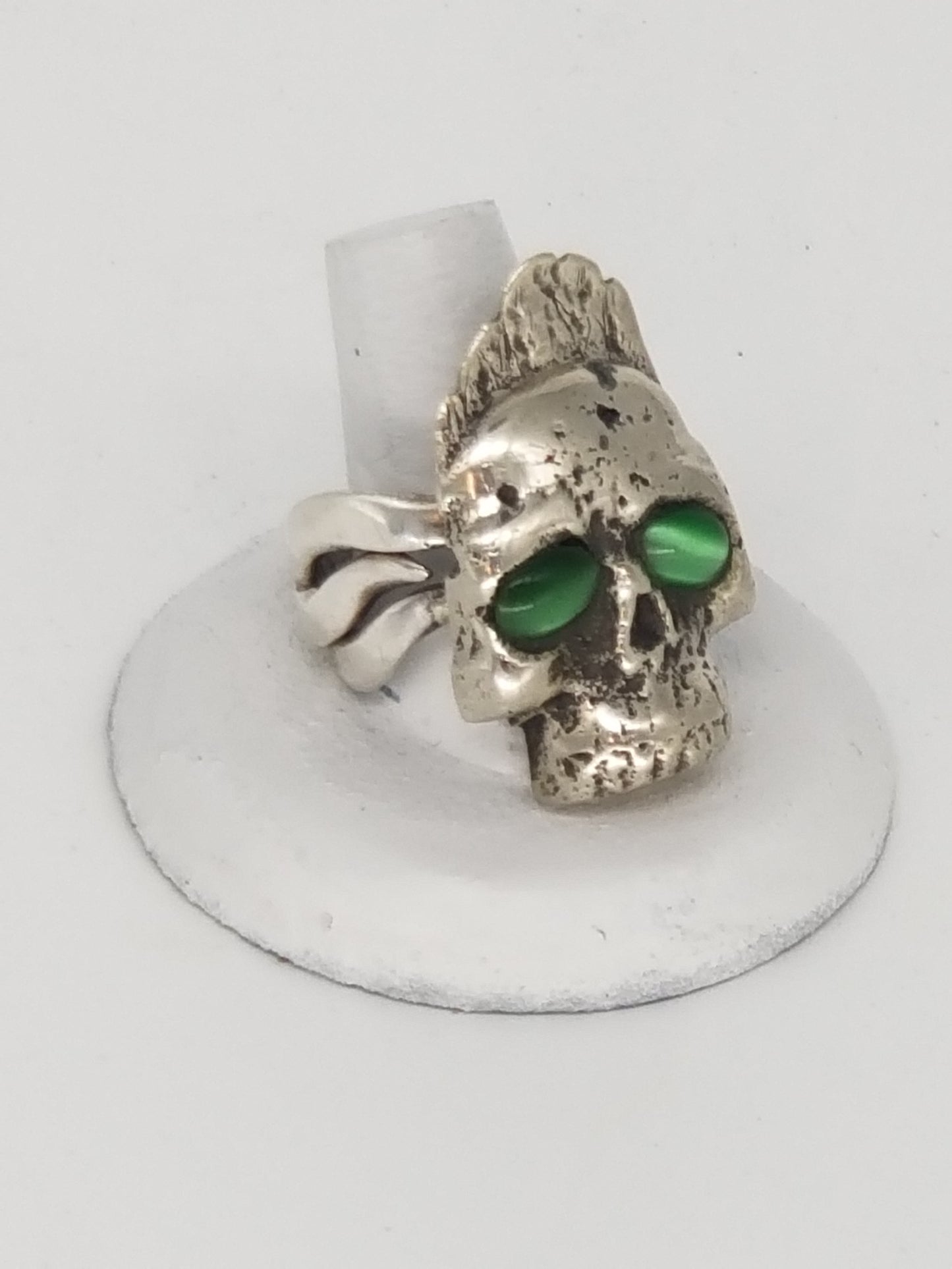 Green Tigers Eye Flaming Skull