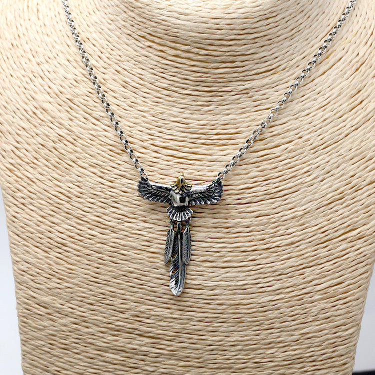 S925 Thai Silver Feather Creative Eagle Pendant