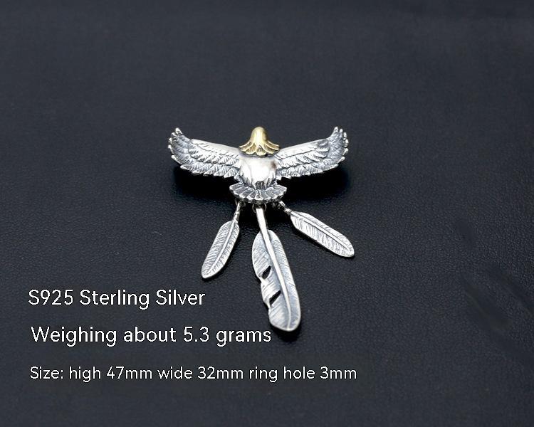 S925 Thai Silver Feather Creative Eagle Pendant