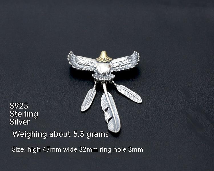S925 Thai Silver Feather Creative Eagle Pendant