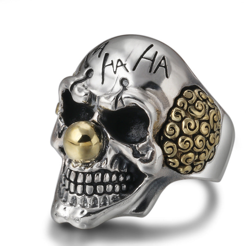S925 Sterling Silver Vintage Thai Silver Ring Personalized Letter Skull