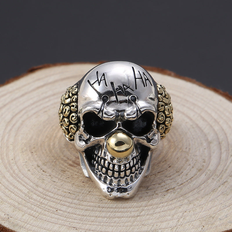 S925 Sterling Silver Vintage Thai Silver Ring Personalized Letter Skull